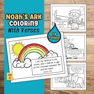 Kids Bible Coloring Book Noah Ark Bible Story Sunday School Flood Homeschool Lesson God Keeps His Promise Rainbow After Noah and the Flood