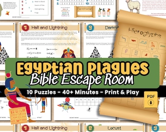 Bible Escape Room with Moses and the Plagues of Egypt Print and Play Bible Escape Room for Kids Printable Bible Puzzle Game 10 Plagues