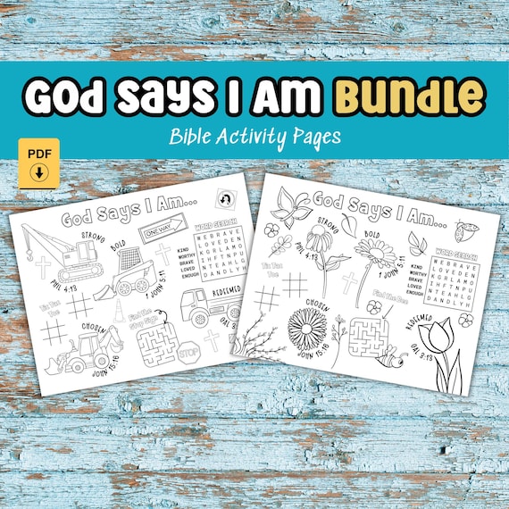 Kids Activities Printable Bible Activity Homeschool Coloring Activity Placemat Bible Verse Kids Sunday School Activity