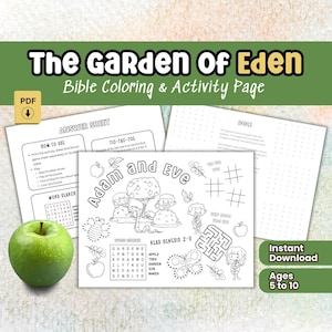 Bible Coloring Printable Garden Eden Activity Page Study Christian Homeschool Lesson Kids Sunday School Craft Project Verse Sheet Creation