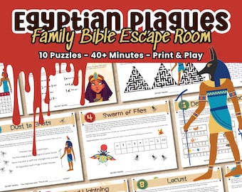 Printable Bible Escape Room Puzzle Game for Family Game Night Instant Digital Download Last Minute Adventure for All Ages 10 Egypt Plagues