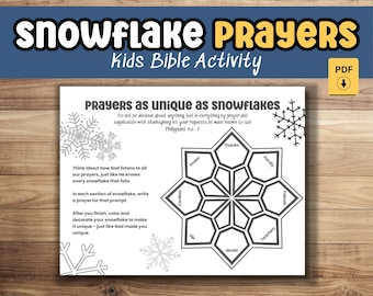 Bible Snowflake Activity Printable Template Winter Prayer Guide Children Faith Resource Sunday School Classroom Material Christian Education