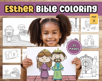 Esther Bible Coloring Page Printable Queen Faith Activity Sunday School Lesson Plan Homeschool Resource Christian Education Biblical
