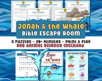 Escape Room Bible Puzzle for Jonah and the Whale Bible Escape Room for Kids Bible Puzzle Jonah and the Big Fish Activity Print and Play