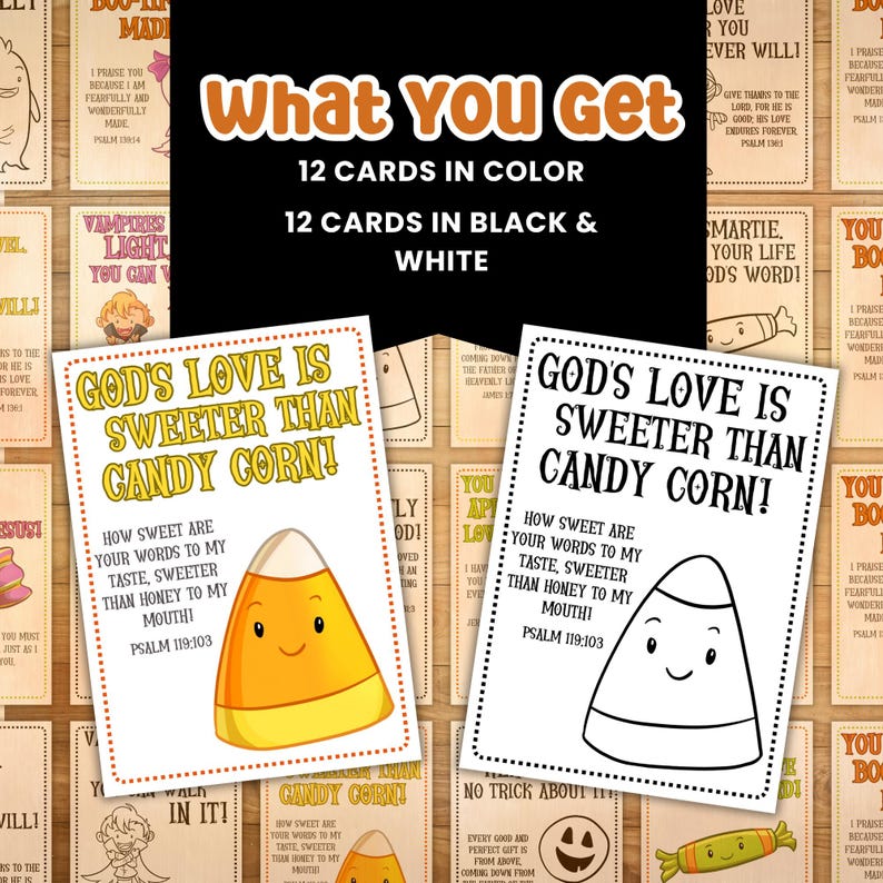 Halloween Bible Verse Cards Christian Halloween Alternatives Church Fall Harvest Party Digital Download Kids Ministry Material Sunday School Resource Multiple Print Sizes Faith Based Learning Tool Educational Design Children Ministry