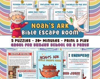 Bible Escape Room for Kids Noah&#39;s Ark Escape Room Genesis Escape Room Christian Bible Activity Noah and the Flood Ark Puzzle Escape Room
