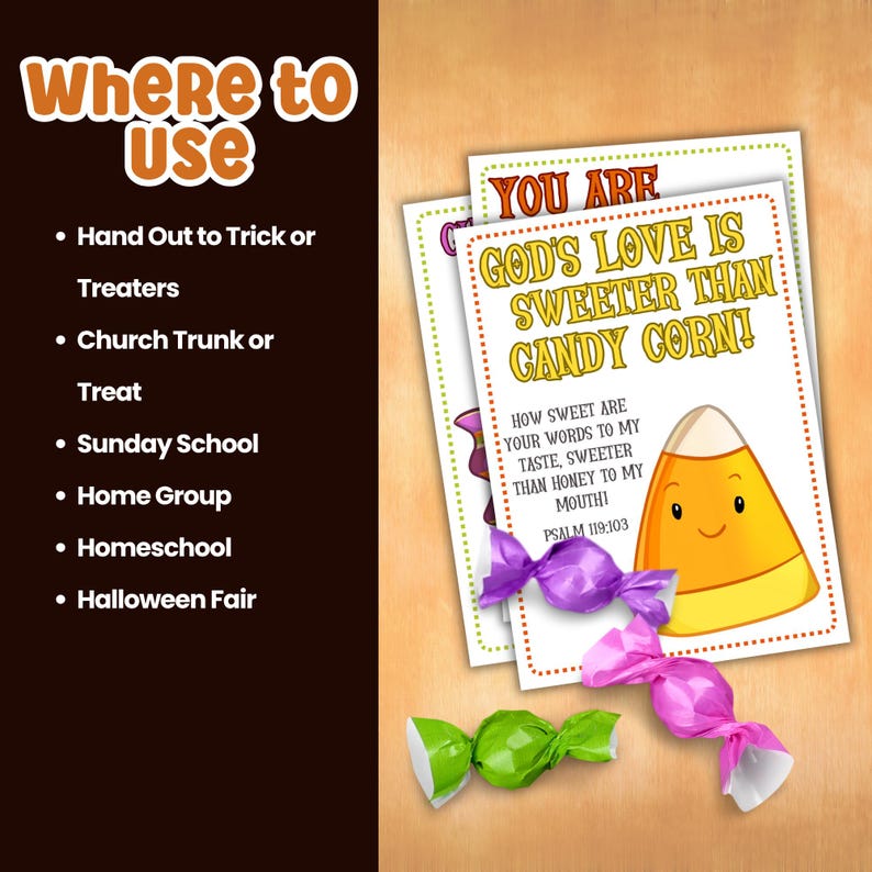 Halloween Bible Verse CardsChristian Halloween AlternativesChurch Fall Harvest Party PrintablesKids Ministry ResourceDigital DownloadSunday School MaterialFaith Based Learning ToolMultiple Size OptionsEducational DesignChildren Scripture