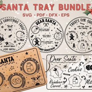 Liebe Santa Christmas Tray SVG Bundle, Santa Tray svg Bundle Laser Cut Datei, Weihnachten Tray svg, Weihnachten svg Milch und Kekse für Santa svg