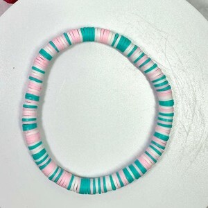 Pink Paradise Heishi Bracelet, Stackable Bracelet, Stretch Bracelet, Boho Bracelet, Beach Bracelet, Clay Bead Bracelets, Colorful Bracelet