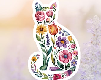 Floral Cat Sticker