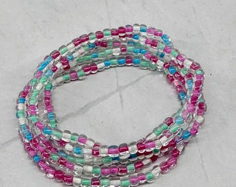 Single Strand Multi Spring Garden Seed Bead Stretch Bracelet