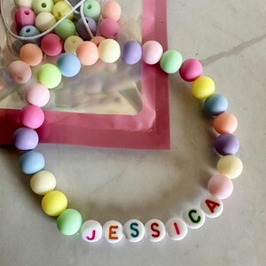 DIY - Pastel Stretch Bracelet Kit, Birthday Party Favor, Custom Letter Bracelets, Make Your Own Bracelet, Personalized Name Bracelet, Party