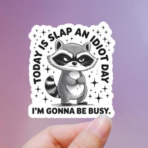 Today Is Slap An Idiot Day Raccoon Sticker, Idiot Sticker, Raccoon Sticker, Funny Sticker, Sarcastic Sticker, Humor Sticker, Laptop, Tablet