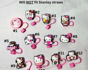 Pink Kitty 6-8mm Straw Toppers, Cup Accessories, Cute Straw Toppers, Cute Straw Covers, Tumbler Accessories