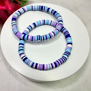Blue Lagoon Heishi Bracelet, Stackable Bracelet, Stretch Bracelet, Boho Bracelet, Beach Bracelet, Clay Bead Bracelets, Colorful Bracelet