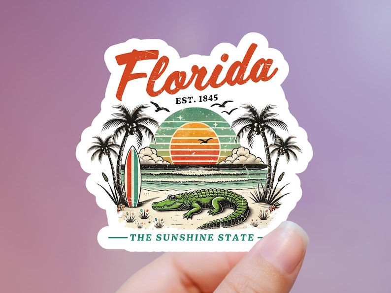 Florida The Sunshine State Alligator Sticker afbeelding 1