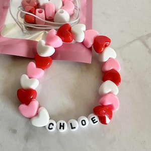 DIY - Hearts Bracelet Kit, Birthday Party Favor, Custom Letter Bracelets, Make Your Own Bracelet, Personalized Name Bracelet, Party Favor