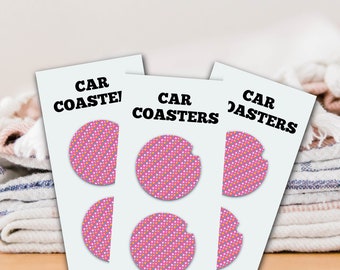 Pink, Blue, White Car Coaster