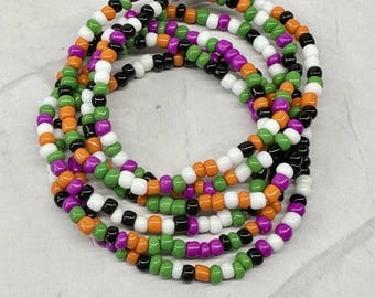Single Strand Halloween Seed Bead Bracelet