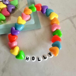DIY - Rainbow Hearts Bracelet Kit, Birthday Party Favor, Custom Letter Bracelets, Make Your Own Bracelet, Personalized Name Bracelet, Party