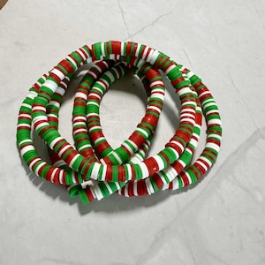Christmas Cheer Clay Beaded Bracelet, Clay Bead Bracelets, Bracelet Stacks, Surfer Bracelet, Heishi Beads, Holiday Bracelet, Party Bracelet