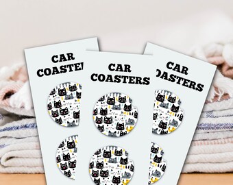 Black & Gray Cat Car Coaster