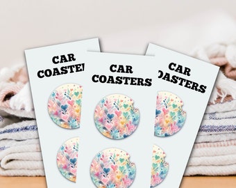 Watercolor Heart Car Coaster