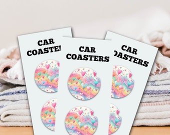 Pastel Heart Car Coaster