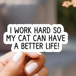 I Work Hard So My Cat Can Have a Better Life Sticker, laptop sticker, kindle sticker, water resistant sticker, vinyl sticker, cat sticker