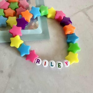 DIY - Rainbow Stars Bracelet Kit, Birthday Party Favor, Custom Letter Bracelets, Make Your Own Bracelet, Personalized Name Bracelet, Party