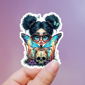 Fairy Witch With Skull Sticker, Witch Sticker, Fairy Sticker, Skull Sticker, Laptop, Tablet, Notebook, Tumbler Sticker