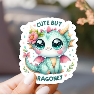 Cute But Dragoney Sticker, laptop sticker, kindle sticker, cute sticker, water resistant, vinyl sticker, cute dragon sticker, kids sticker