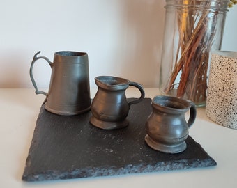 Antique Pewter Tankards - Pewter Mug - Pub Decor - Photography Props - Shabby Chic - Barware