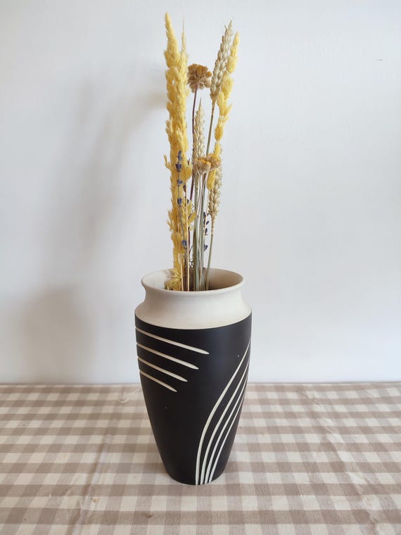 A Wedgwood, England Jasperware Black & White Vase With Swirl 