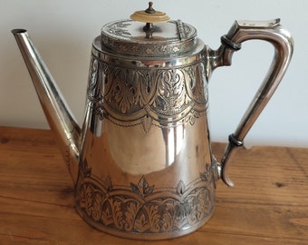 Ornate Antique Victorian Patterned Silver Plated Teapot