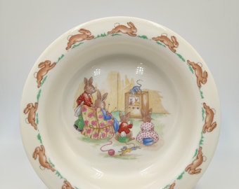 Bunnykins 1936 English Bone China Royal Doulton Bowl Vintage Hecho en Inglaterra Vajilla para niños Bunnykins 1936