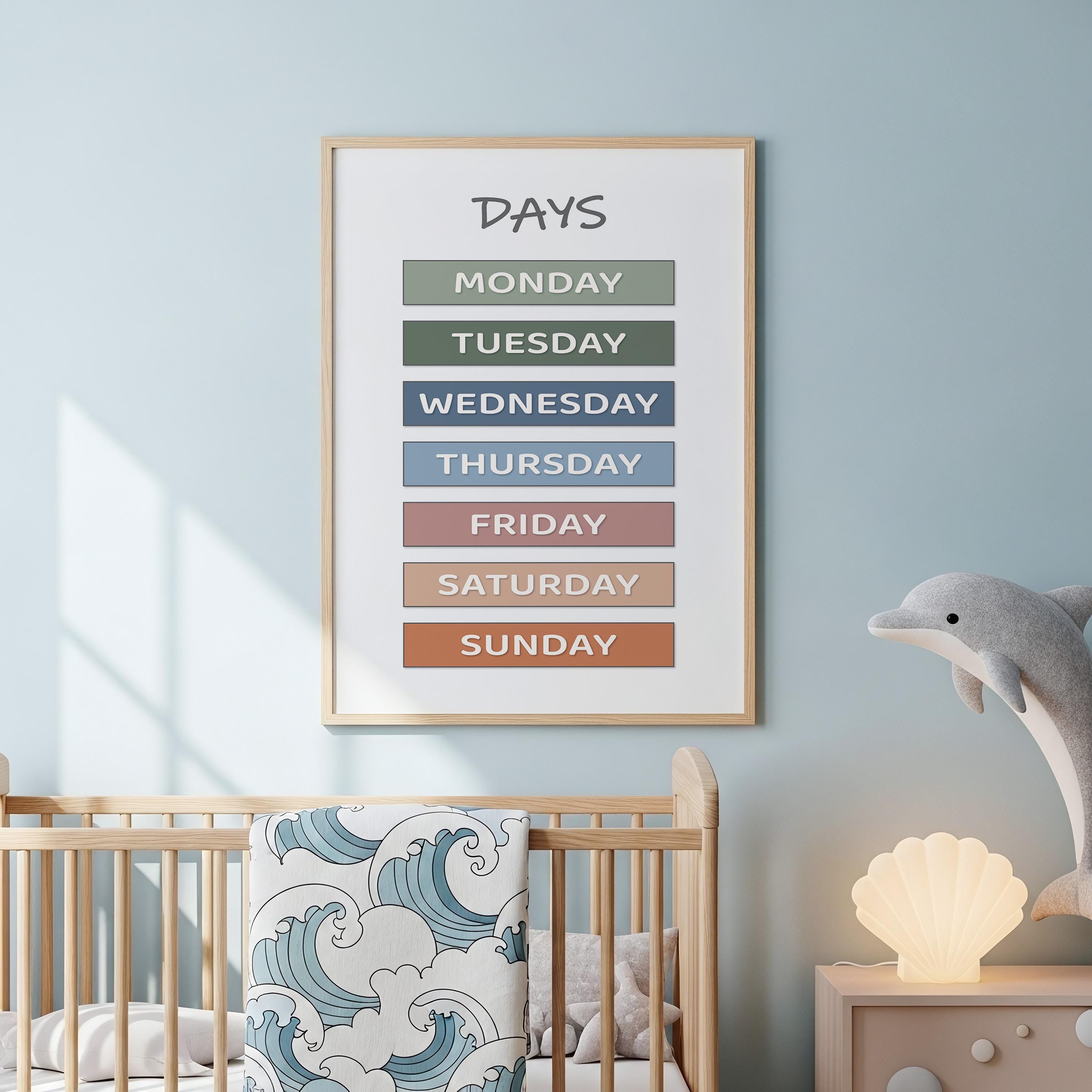 Days of the Week Educational Poster, Pastel Montessori Homeschool and ...