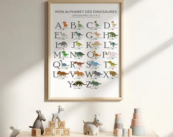 French Dinosaur Alphabet Print | Kids Classroom, Nursery Decor (Digital Download)