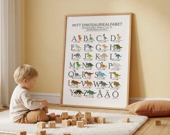 Swedish Dinosaur Alphabet Print | Scandinavian Preschool Classroom Decor (Digital Download)