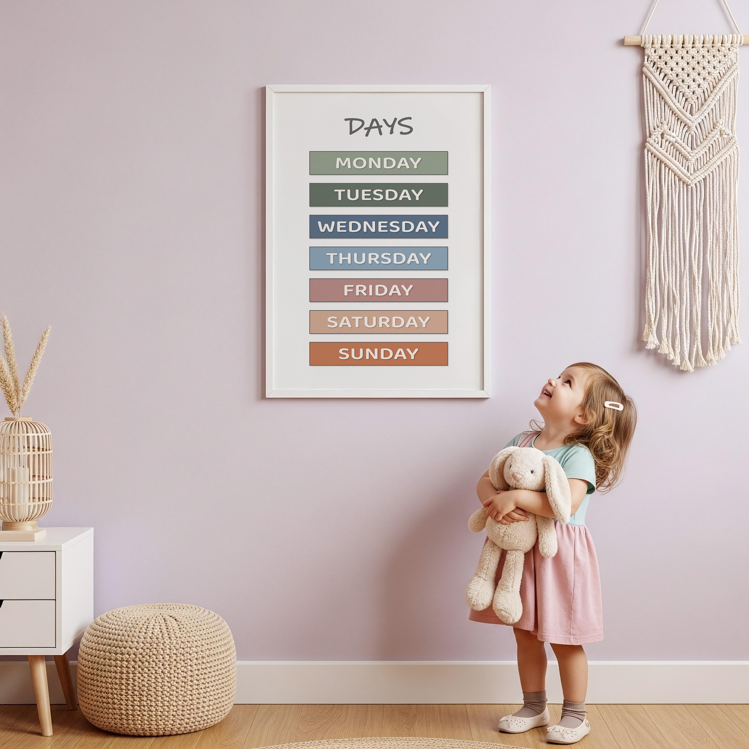 Days of the Week Educational Poster, Pastel Montessori Homeschool and ...