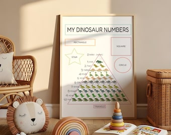 Dinosaur Math Poster | Preschool Homeschool and Classroom Decoration (Digital Download)