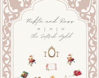 Sofreh Aghd Handheld Card for Persian Weddings | Digital Template | Persian Wedding Program | Iranian Wedding Program