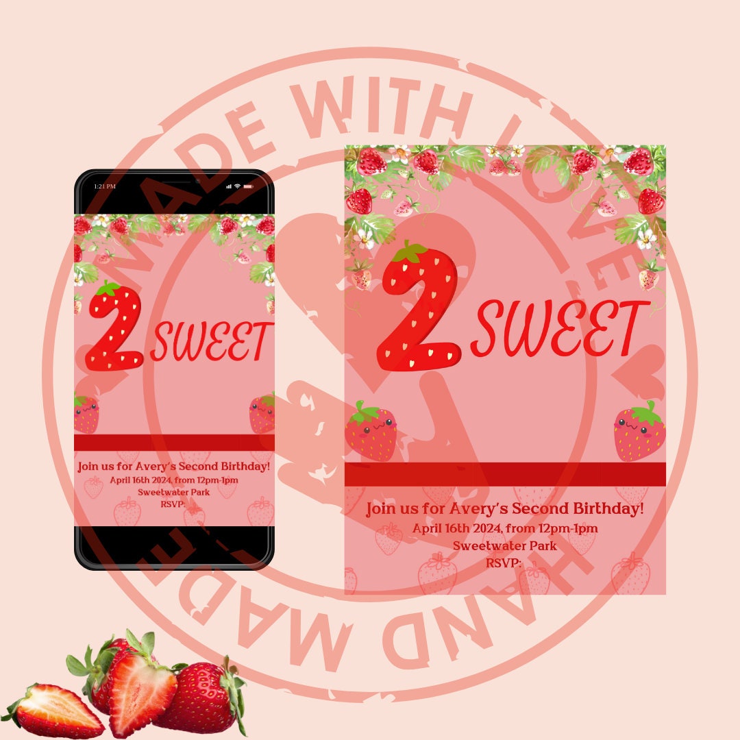 TWO Sweet Birthday Party Invitation