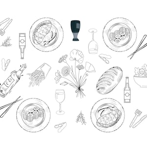 Steak & Sushi Tablecloth Embroidery Design and Step by Step Guide