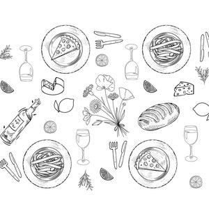 Pizza & Pasta Tablecloth Embroidery Design and Step by Step Guide