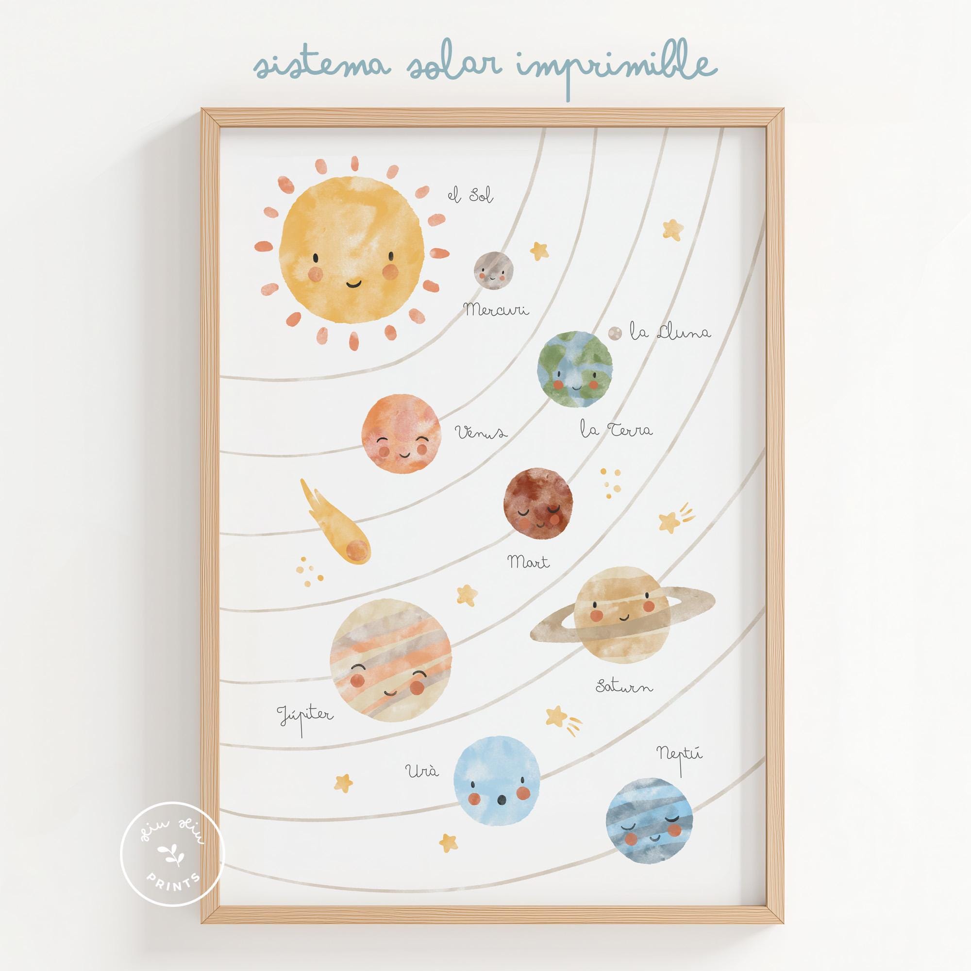 Catalan Solar System Wall Art Printable, Bilingual Planets Poster for ...