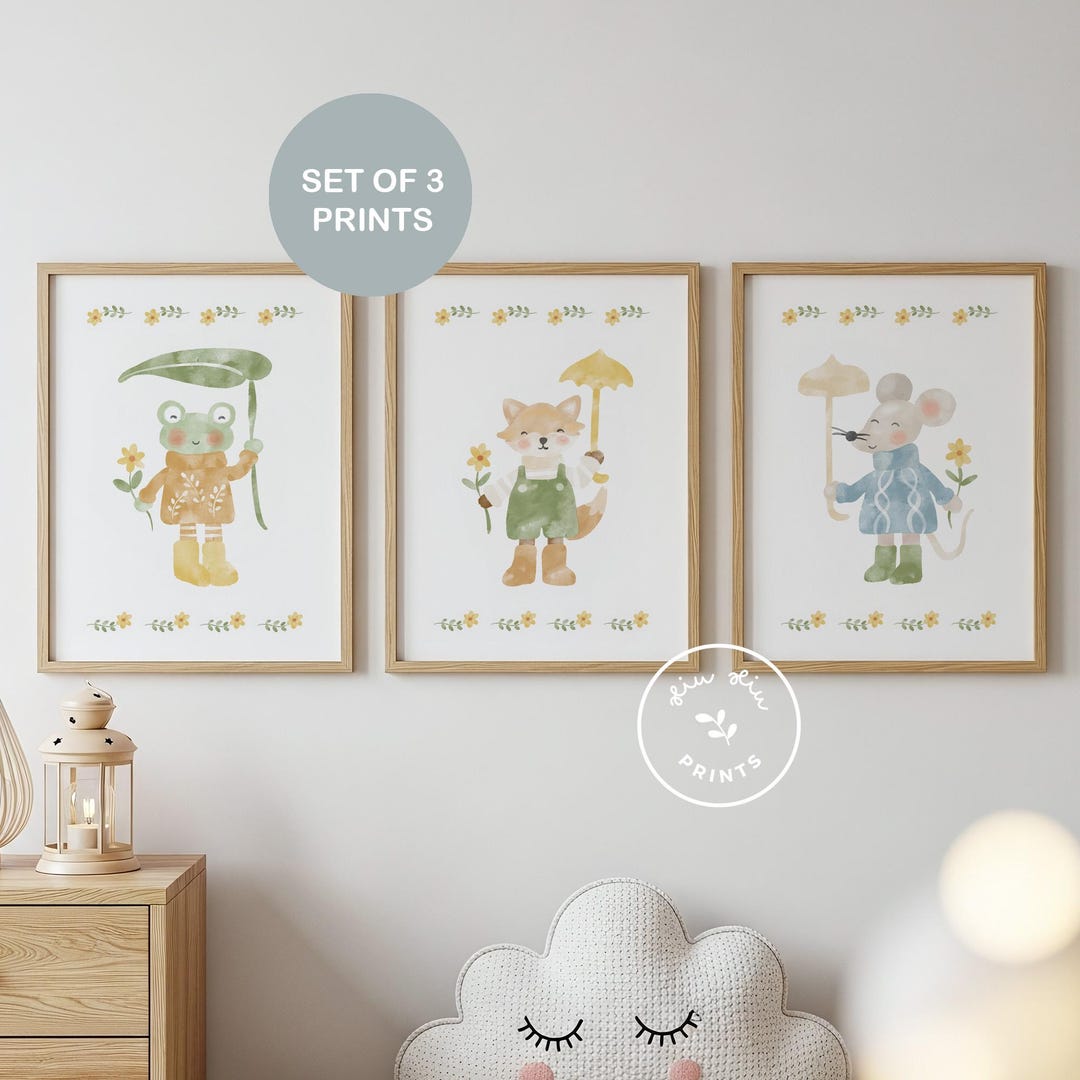 Woodland Animals Nursery Wall Art Set, Forest Animal Prints for Baby ...