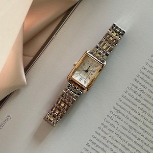 Gold & Silber Tank Uhr für Frauen, Vintage Uhr, Minimalistische verstellbare Armbanduhr, Luxusuhren aus Edelstahl, Uhr mit römischen Ziffern Gold& silver
