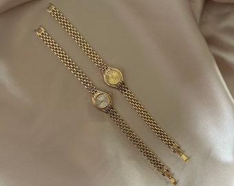 Reloj de mujer dorado, reloj de pulsera vintage, reloj minimalista, reloj retro simple, reloj ajustable para mujer, reloj de uso diario, regalo para ella