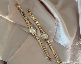 Vintage Damen-Armbanduhr, goldene Damen-Armbanduhr, minimalistische Uhr für Damen, runde Zifferblatt-Damenuhr, Retro-Uhr für den täglichen Gebrauch, Geschenk